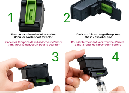 Cartouche d'Encre Rechargeable Vilaxh HP62XL - Compatible HP Envy 5540, 5640, 7640, 5740, etc. - Haute Qualité
