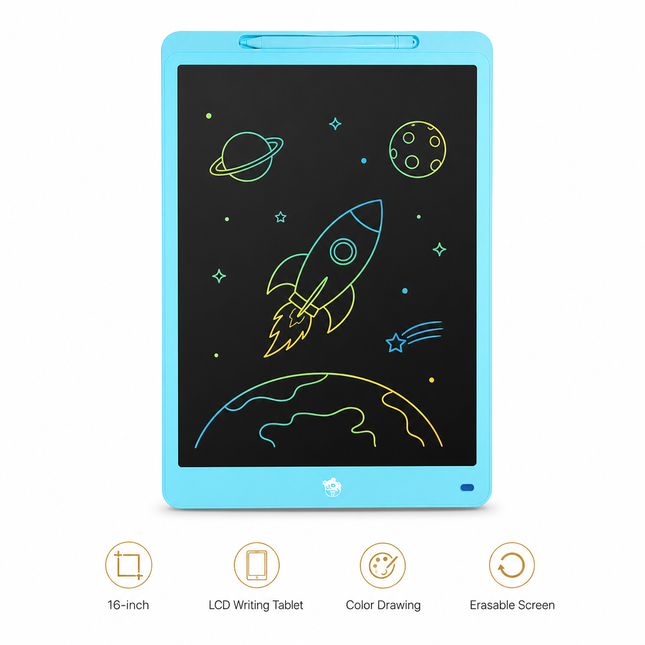 Tablette d’écriture LCD 16 pouces – Ardoise électronique effaçable pour dessin et apprentissage dès 3 ans