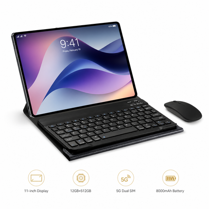 Tablette Android Pad 6S 11 pouces – 12 Go RAM, 512 Go, écran 2K, Android 14, processeur Octa-Core, double SIM 5G, Wi-Fi et caméra 32 MP