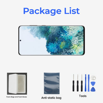 Samsung Galaxy S20+ G985F 6.7" Full AMOLED Screen - Assembled Kit with Frame and Cover - Black/Grey/White/Light Blue/Dark Blue - 6 Month Warranty