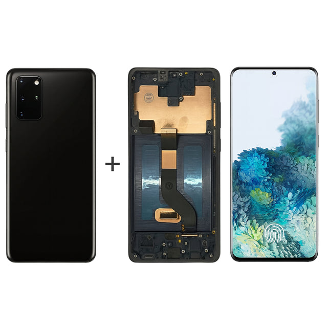 Écran AMOLED Complet Samsung Galaxy S20+ G985F 6.7" - Kit Assemblé avec Cadre et Couvercle - Noir/Gris/Blanc/Bleu Clair/Bleu Foncé - Garantie 6 Mois