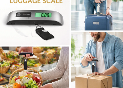 Balance de Voyage Portative 50 kg – Pèse-bagage Numérique avec Écran LCD Rétroéclairé Bleu – Précision 50 g – Conversion d’Unités (kg/lb/°C/°F) – Fonction Tare – Certifiée CE – Modèle DZC-T8