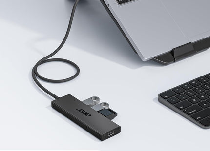 Hub USB 3.0 Acer – Adaptateur Ultra‑Fin à 4 Ports USB‑A – Adaptateur Ultra‑Fin 4 Ports USB 3.0 avec Port USB‑C 5V 3A - Compatible avec Ordinateurs Portables, Bureaux, Souris, Claviers – Transfert 5 Gbit/s – Plug-and‑Play – Windows, Linux, Acer, Chromebook