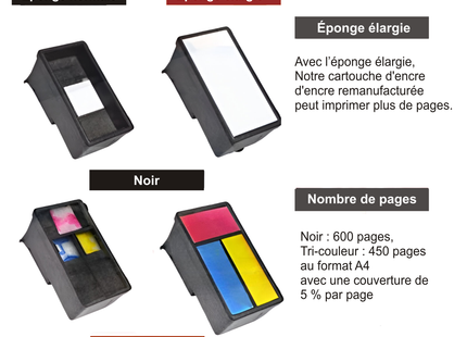 Cartouche d'Encre Rechargeable HP 63XL – Compatible Deskjet 1110, 2130, 3630, ENVY 4520, OfficeJet 4650
