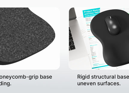 Tapis de Souris Ergonomique avec Repose-Poignet – Noir avec Support de Poignet – Base Dure Antidérapante – Mousse à Mémoire de Forme – Surface Tissu Lisse – Portable pour Bureau / Maison – Caoutchouc Durable