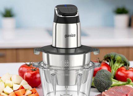 Robot Culinaire 450W avec Moteur Cuivre – Hachoir Électrique 2 Bols (8 Tasses + 8 Tasses) avec Lames Bi-Niveaux pour Viande, Fruits, Noix et Légumes – 2 Vitesses avec Sécurité Enfant