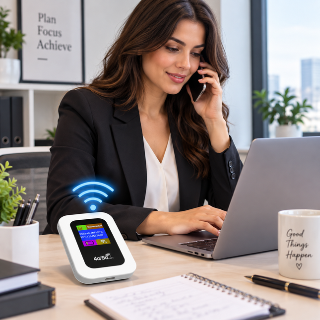 4G/5G Mobile WiFi Hotspot Device – 4G LTE CAT4 Connectivity – 300 Mbps Internet – Portable WiFi Router with SIM Card Slot – 2100 mAh Battery – Over 10 Hours of Battery Life – Connect up to 10 Devices – USB‑C Plug and Play – Outdoor, Travel, Home