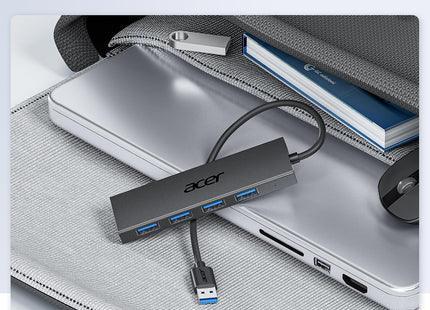 Hub USB 3.0 Acer – Adaptateur Ultra‑Fin à 4 Ports USB‑A – Adaptateur Ultra‑Fin 4 Ports USB 3.0 avec Port USB‑C 5V 3A - Compatible avec Ordinateurs Portables, Bureaux, Souris, Claviers – Transfert 5 Gbit/s – Plug-and‑Play – Windows, Linux, Acer, Chromebook