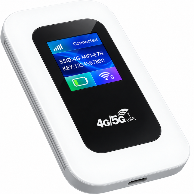 4G/5G Mobile WiFi Hotspot Device – 4G LTE CAT4 Connectivity – 300 Mbps Internet – Portable WiFi Router with SIM Card Slot – 2100 mAh Battery – Over 10 Hours of Battery Life – Connect up to 10 Devices – USB‑C Plug and Play – Outdoor, Travel, Home