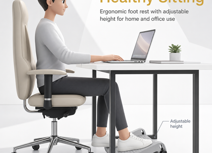 Appui-Pied Ergonomique Réglable pour Bureau – Repose-Pieds Portable Confortable – Hauteur Ajustable – Soulagement des Tensions – Idéal pour Télétravail, Bureau, Étude – Design Minimaliste Moderne – Plastique Durable