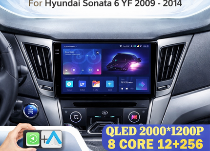 Autoradio Android 16 pour Hyundai Sonata 6 YF (2009-2014) – Écran Tactile IPS LED 9″ QLED – CarPlay & Android Auto – 8 Cœurs – RAM 2-12 Go / ROM 32-256 Go – GPS Intégré – DSP – 4G – WiFi – Plug and Play – Certification CE