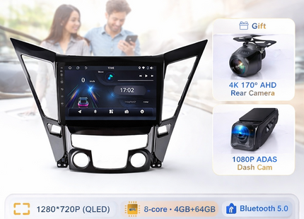 Autoradio Android 16 pour Hyundai Sonata 6 YF (2009-2014) – Écran Tactile IPS LED 9″ QLED – CarPlay & Android Auto – 8 Cœurs – RAM 2-12 Go / ROM 32-256 Go – GPS Intégré – DSP – 4G – WiFi – Plug and Play – Certification CE