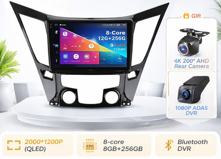Autoradio Android 16 pour Hyundai Sonata 6 YF (2009-2014) – Écran Tactile IPS LED 9″ QLED – CarPlay & Android Auto – 8 Cœurs – RAM 2-12 Go / ROM 32-256 Go – GPS Intégré – DSP – 4G – WiFi – Plug and Play – Certification CE