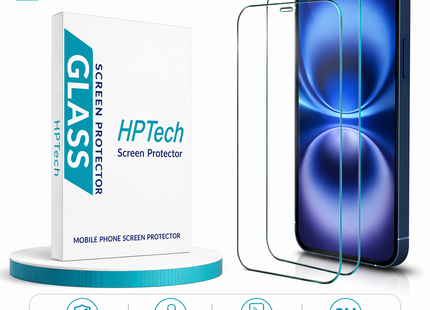 Lot de 2 Protecteurs d'Écran en Verre Trempé HPTech pour iPhone 12 Mini 5,4 pouces – Dureté 9H – Ultra-Mince 0,33 mm – Anti-Empreintes, Anti-Éclats, Anti-Rayures – Installation Facile Sans Bulles – Compatible avec Coques