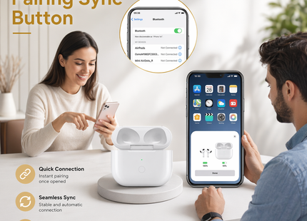 Boîtier de Charge de Remplacement pour AirPods 3, AirPods 4 et AirPods Pro 3 – Charge Sans Fil et Filaire – Batterie 600 mAh – Autonomie 4 Recharges Complètes – Fenêtre Pop-up d’Appairage – Témoin LED – Accessoire QIC