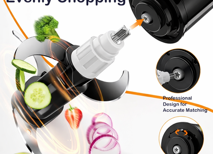 Robot Culinaire 450W avec Moteur Cuivre – Hachoir Électrique 2 Bols (8 Tasses + 8 Tasses) avec Lames Bi-Niveaux pour Viande, Fruits, Noix et Légumes – 2 Vitesses avec Sécurité Enfant