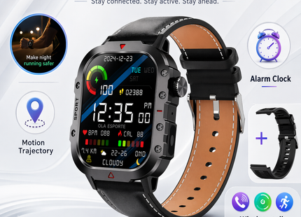Montre Connectée Militaire Homme 2026 – IP67 3ATM – GPS – Bluetooth 5.0 – Capteur Fréquence Cardiaque, Tension Artérielle, SpO2 – Écran HD 1,44/2,01 pouces – Autonomie 5-10 jours – Certifiée CE/FCC/RoHS