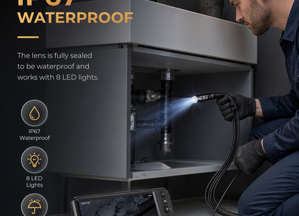 Endoscope Industriel 1M/5M/10M/20M/30M – Caméra d’Inspection 4,3″ – Double ou Simple Objectif – HD 1080p – IP67 Étanche – Borescope pour Contrôle Automobile, Plomberie, Canalisations – Batterie 2000 mAh