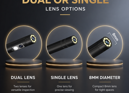 Endoscope Industriel 1M/5M/10M/20M/30M – Caméra d’Inspection 4,3″ – Double ou Simple Objectif – HD 1080p – IP67 Étanche – Borescope pour Contrôle Automobile, Plomberie, Canalisations – Batterie 2000 mAh
