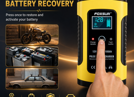 Chargeur de Batterie Intelligent à Réparation par Impulsions 12V 6A – Pour Voiture et Moto – Batteries Plomb – Écran LCD Digital – Modèle 31195 – Certifié CE – Fabricant Shenzhen Zhiya Technology