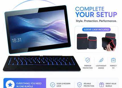 Tablette PC Windows 10 11,6″ – 2 Go DDR + 64 Go ROM – Processeur Intel Atom Z3735G Quad Core – Écran IPS 1366×768 Tactile 10 Points – 2 en 1 avec Clavier Docking – Batterie 9000 mAh – Modèle G12