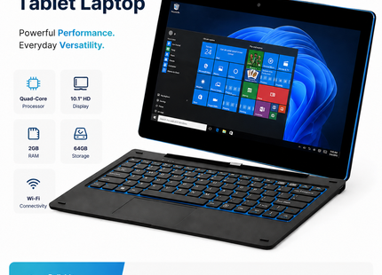 Tablette PC Windows 10 11,6″ – 2 Go DDR + 64 Go ROM – Processeur Intel Atom Z3735G Quad Core – Écran IPS 1366×768 Tactile 10 Points – 2 en 1 avec Clavier Docking – Batterie 9000 mAh – Modèle G12