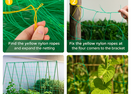 Treillis de Jardin Solide en Nylon – Filet de Support pour Plantes Grimpantes et Légumes – Mailles Carrées Résistantes