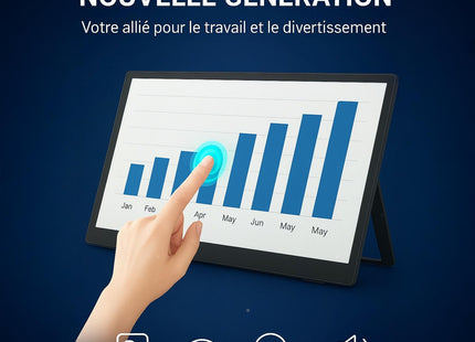 Écran de Surveillance Tactile 13" Aramox 4:3 - Interface Multimédia HD 800x600, Son 3D Stéréo, 60Hz, Design Économe en Espace avec Pivot Inclinable - Pour Bureau et Jeu