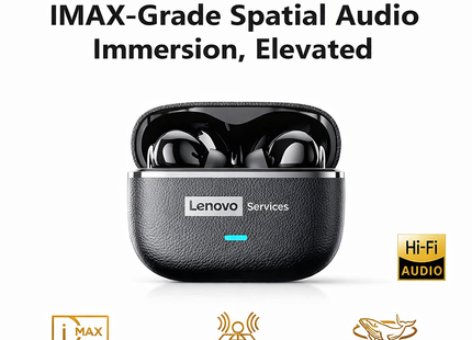 Lenovo Pro LE2 TWS – Écouteurs Bluetooth 6.0 Cuir, Réduction de Bruit ENC, 36h Autonomie, 38ms Latence pour Jeu