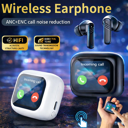 Écouteurs Bluetooth 5.4 avec ANC 35dB, Écran Tactile, IPX5 et HIFI Stéréo pour Sport Gaming et appels
