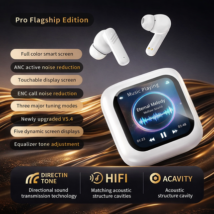 Écouteurs Bluetooth 5.4 avec ANC 35dB, Écran Tactile, IPX5 et HIFI Stéréo pour Sport Gaming et appels
