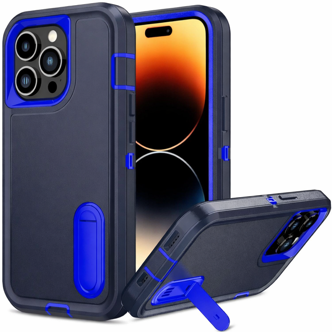 Coque Étui Anti-Choc Militaire à 3 Couches avec Support Kickstand | Pour iPhone 17 Pro Max, 16 15 14 13 12 11 Pro Max Plus etc | Protection Lourde PC + TPU