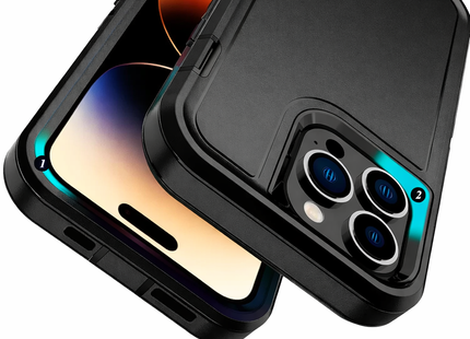 3-Layer Military-Grade Shockproof Case with Kickstand | For iPhone 17 Pro Max, 16, 15, 14, 13, 12, 11 Pro Max Plus, etc. | Heavy-Duty PC + TPU Protection
