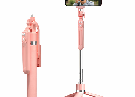 Palo selfie de 170 cm con trípode, rotación de 360°, control remoto Bluetooth, compatible con teléfonos inteligentes y cámaras iOS/Android.