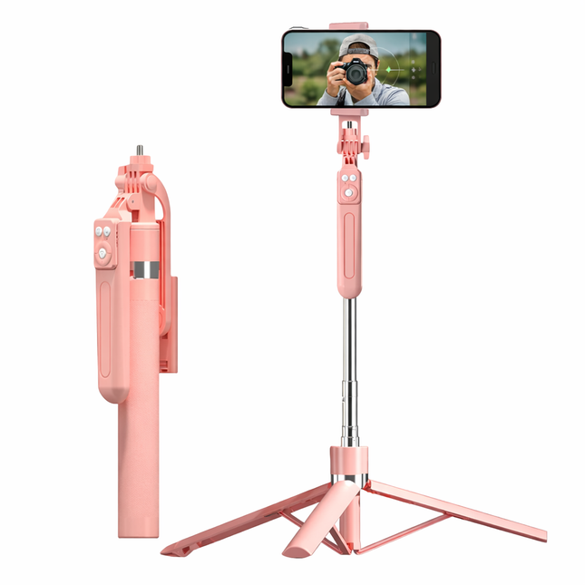 Perche à Selfie 170cm avec Trépied - Rotation 360°, Télécommande Bluetooth, Compatible Smartphones iOS/Android & Caméras