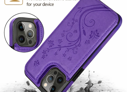 Étui Portefeuille iPhone avec Embrochure Papillon, Support Magnétique et Porte-Cartes | Pour iPhone 16 Pro Max 16e 15 14 13 12 11 SE2 X XR XS 8 7 Plus