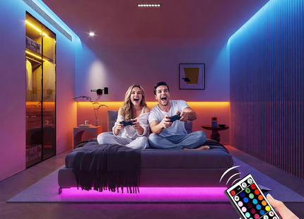 Ruban lumineux LED RGB 5V 16 LEDs/m - Contrôle par Télécommande et Application Smartphone (IOS - Android) - 9 Longueurs (0.5m à 30m) pour Décoration Chambre, Salon, Fête