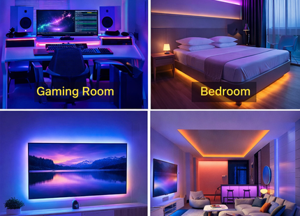 Ruban lumineux LED RGB 5V 16 LEDs/m - Contrôle par Télécommande et Application Smartphone (IOS - Android) - 9 Longueurs (0.5m à 30m) pour Décoration Chambre, Salon, Fête