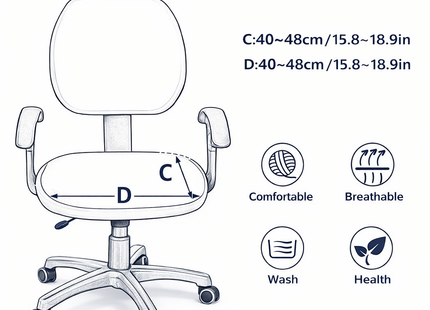 Housse de Siège Élastique Polyester pour Chaise de Bureau - Protège Chaise de Bureau, Fauteuil de Bureau, Protection Antitaches