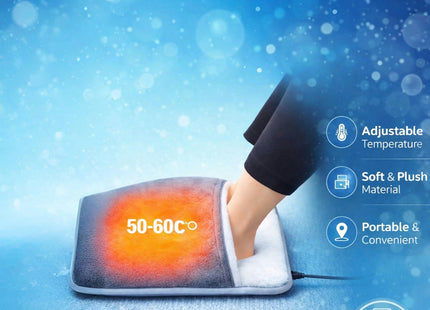 Electric Foot Warmer for Winter - Washable Plush USB Heating Pad for Cold Feet, Improves Sleep, Office, Sofa