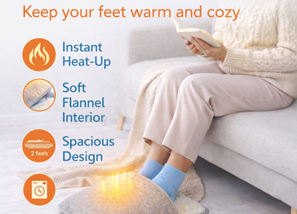 Electric Foot Warmer for Winter - Washable Plush USB Heating Pad for Cold Feet, Improves Sleep, Office, Sofa