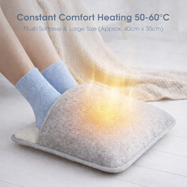 Chauffe-Pieds Électrique Hiver - Coussin Chauffant USB Plush Lavable pour Pieds Froids, Améliore le Sommeil, Bureau, Canapé