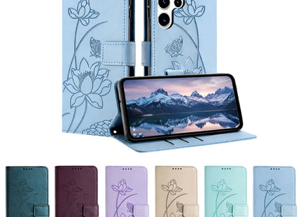 Étui Portefeuille Cuir PU avec Motif Fleur Magnétique - Compatible Samsung Galaxy S22, S23 Ultra, S24, A16, A26, Série FE