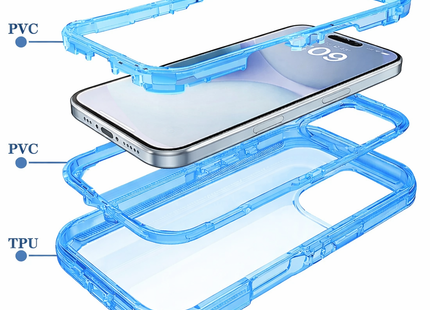 Funda híbrida 3 en 1 de alta protección y bolsillo a prueba de golpes | Funda para iPhone 16, 15, 14, 13, 12 y 11 Pro Max Plus | Carcasa de TPU + acrílico reforzado de grado militar