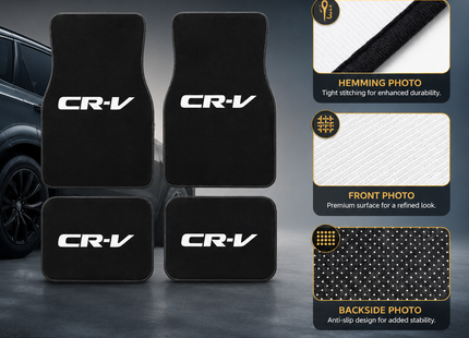 Tapis de Sol Automobile Honda CRV – Lot de 4 Pièces (2 Avant + 2 Arrière) – Tapis de Pieds en Caoutchouc Néoprène – Antidérapant – Imperméable – Facile à Nettoyer – Universel pour Voiture, SUV et Camion – Design Imprimé Élégant