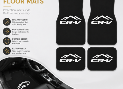 Tapis de Sol Automobile Honda CRV – Lot de 4 Pièces (2 Avant + 2 Arrière) – Tapis de Pieds en Caoutchouc Néoprène – Antidérapant – Imperméable – Facile à Nettoyer – Universel pour Voiture, SUV et Camion – Design Imprimé Élégant
