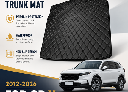 Tapis de Coffre Personnalisé pour Honda CR-V – Couverture Automobile Sur-Mesure – Compatible CRV 2012 à 2026 – Cuir Artificiel Haute Qualité – Imperméable, Antidérapant, Résistant – Accessoire Intérieur Protecteur