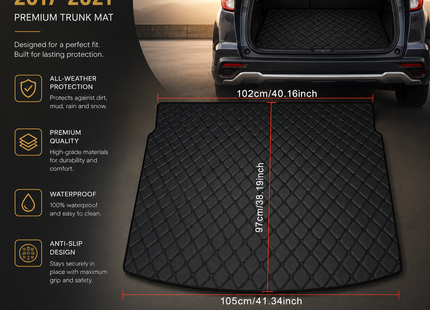 Tapis de Coffre Personnalisé pour Honda CR-V – Couverture Automobile Sur-Mesure – Compatible CRV 2012 à 2026 – Cuir Artificiel Haute Qualité – Imperméable, Antidérapant, Résistant – Accessoire Intérieur Protecteur