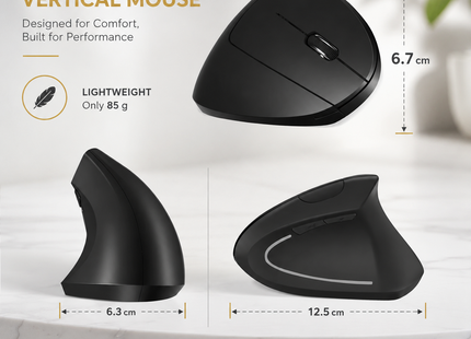 Souris Verticale Sans Fil Ergonomique – Confort Optimal pour Main Droite – 3 Niveaux DPI Réglables – Alimentation par Piles AAA – Connexion 2,4 GHz – Plug-and-Play – Idéal pour Bureautique et Gaming