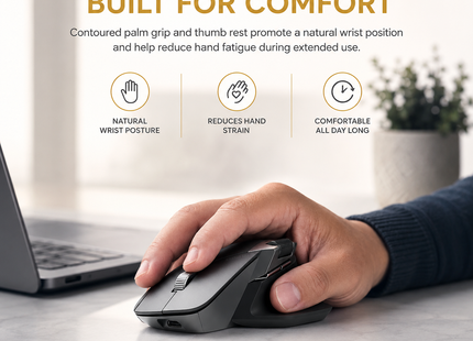 Souris Sans Fil Multi-Appareils Ergonomique MT760L/MT760M – 4000 DPI – Capteur Laser – 11 Boutons Programmables – Batterie 90 Jours – Recharge USB-C – Technologie M+ Cross-Computer – Charge Sans Fil Qi Compatible